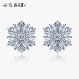 Серьги с заводом Gem's Beauty 925 Стерлинговое серебро натуральные аквамариновые снежинки для женщин для женщин Март Март Годовщина дня рождения годовщина