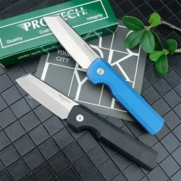 최신 Protech 5301 Malibu Manual Auto Flipper Folding Knife Tanto Blade Blue/Black Aluminum Handles 휴대용 자동 사냥 캠핑 전술 도구 5201 3407