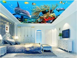 Tapeten Custom Po 3D Decken Wandbilder Tapete Home Decor Malerei Sea World Dolphin Korallen Wand für Wohnzimmer