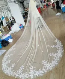 Свадебные украшения для волос Настоящий PO 4M 5M Один слой -завеса с гребной белой кружевной краем.