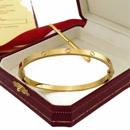 pulseira clássica de aço de titânio com parafuso Women Man Love Padrão Luxo Presente de Centro da Família Gold Gold Diamds N Jóias desbotadas x4u6#