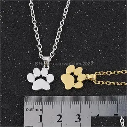Pendant Necklaces Fashion Cute Necklace Pets Dogs Footprints Paw Chain Pendants Choker Jewelry For Drop Delivery Dh7Yt