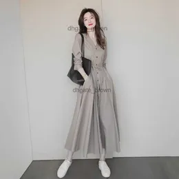 Vestido de chá francês de outono Longo, gentil gentil First Love Dress Design Sense Minority Shirt Dress Girl Spring Spring