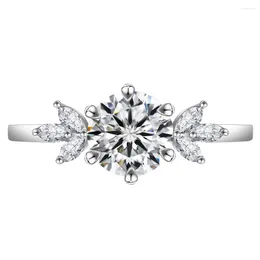 Cluster Rings Zhen Cheng Da 6,5 мм восемь сердец и стрелы смоделировать алмазное кольцо 925 Pure Silverhigh Carbon Classicplatinum