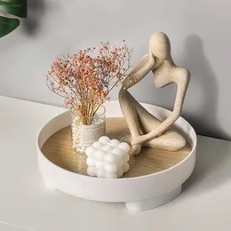 Moderne dekorative Tabletts Home Decor Round Tably Organizer Aufbewahrung Box Tisch Vase Aromatherapie Stand Candlestick Stand