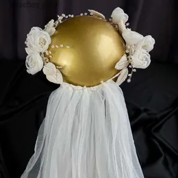 Hochzeit Haar Schmuck Hochzeit Haar Schmuck Rosenknospen Girlanden Schleier Stirnband Braut Kopfstück Haar Ornament Frauen Hochzeit Haarzubehör 230615 L240402