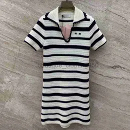 designer Basic Casual Dresses women 24 Early Spring New Striped Knitted Dress Women's Black and White Striped Fashionable Skirt