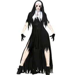 Grundlegende lässige Kleider Carnival Halloween Lady Spoottacar Bloody Nonne Kostüm beängstigende Sinf Schwester Rollenspiel Cosplay Cosplay Fancy Drop Lieferung a Dhiyp