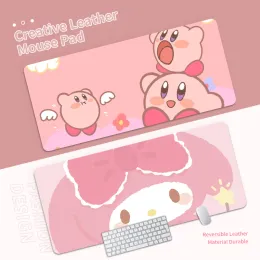 Drucker verdoppelt tragbare Maus -Pad -Gamer wasserdichte glatte PU Leder Wildleder Schreibtisch Matte Mousepad Cartoon Drucken Tastaturmatte