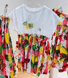 2024 Mädchen Kurzärmelbrief Buntes Kleid Sommerkleid Baumwolle Freizeitkleid Kinderkleid Kleid
