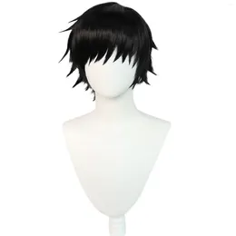 Fornece a festa TOJI FUSHIGURO Cosplay Black Wig Zenin Zenin curto resistente ao calor Capinho sintético Cap anime Mulheres