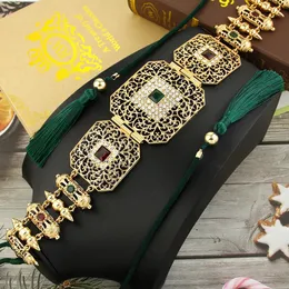 Sunpicems Chic Hand Rope Belt for Women Marocco gioiello di caftano cintura di caftan tassel catena in oro color arabo sposa gioielli da sposa 240329