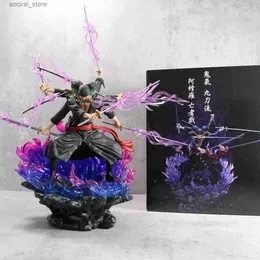 Figury zabawek akcji 40 cm Figury Roronoa Zoro Anime Figures Wano Onigashima 9 Swords Style Action Figurine Pvc Gk Statua Model Prezent L240402