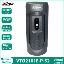 Doorbells Dahua VTO2101EPS2 1080P Night Vision Intercom Doorbell Alloy Panel Waterproof Vandalproof IK10 PoE Residential intercome