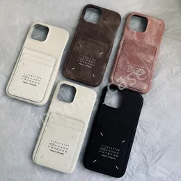 MM6Margiela Casos de moda iPhone Caso 15 Pro Max Telefone 13 12 11 14Pro Max 15 14 Plus Designer Capa Casca de couro com cartão Anti-Fall Scratch Proof