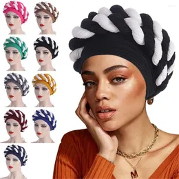 Etniska kläder mjuka elastiska halo turban mössa för kvinnor flätat afrikansk huvud wraps muslimsk huvudduk Bana dam beanies hatt turbante mujer