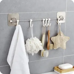 Kitchen Storage 6 Hooks Towel Rack Wardrobe Hanger Home Organizer Shelf Pantry Chest Tool Gadgets Bathroom Accessories