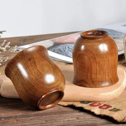 Tazze succo di tazza naturale succo di tazza in legno fatto a mano in legno color legno latte tazza di bicchiere di bicchiere di vetro con maniglia