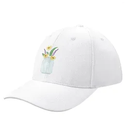 Ball Caps Mason Jar com Flowers Baseball Cap Visor Sun Hat Designer Fashionable Feminino Chapéus 2024 Men's