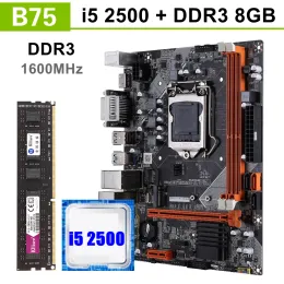 Placas -mãe Kllisre B75 Kit Motherboard Set com Core i5 2500 8GB 1600MHz DDR3 Memória da área de trabalho NVME M.2 USB3.0 SATA3