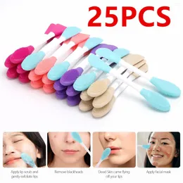 Escovas de maquiagem 25 PCs Aplicador de máscara facial de silicone 2 em 1 Ferramenta de escova de lavagem facial de dupla face Limpeza manual de cabeça dupla