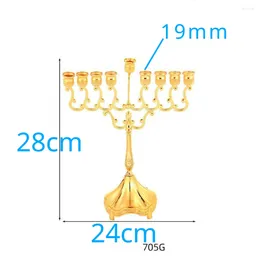 Świecowe uchwyty Hanukkah Menorah Alloy Candlestick 9 Branch Elegancka tabletopa do dekoracji rękodzieła lampa oliwy z oliwek