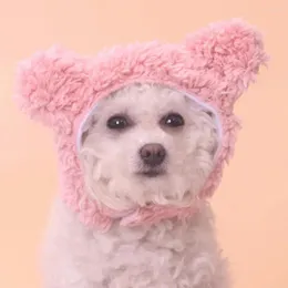 Dog Apparel Stylish Cat Headwear Lightweight Pet Cartoon Hat Fastener Tape Puppy Headgear With Bear Ears Decor Keep Warm