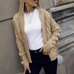 Maglie per maglieria femminile per donne giacca da cardigan alla moda elegante grosso maglia con cappuccio accogliente elegante caduta di capispalla