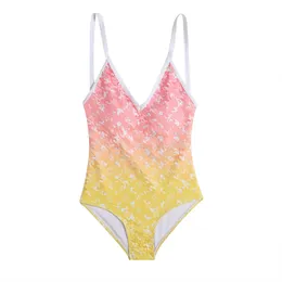 새로운 클래식 디자이너 Vbrand Bikini 여성들은 원피스 수영복 핑크 옐로우 프린트 비키니 클래식 편지 수영복 비치 고급 목욕 수영복