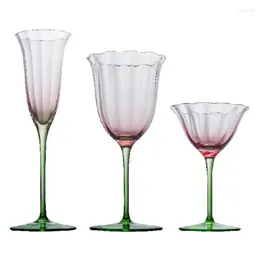 Vinglasögon Lätt lyx Retro 110-280 ml bägge Flower Mönster Red Champagne Matini Cocktail Cup Family Festival Drinkware Art Gift