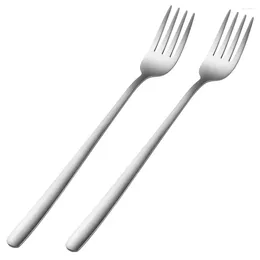 Dinnerware Sets 3Pcs Dessert Forks Thick Stainless Steel Tea Fork Set Silver Long Handle Cake Fruit Flatware Tableware For
