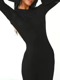 Abiti casual Sciardv Donne da sera lungo abito da sera manica a colori solidi parente di letidy y2k sexy bodycon