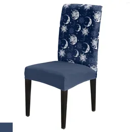 Stol täcker Moon Stars Starry Sky Dark Blue Dining Cover 4/6/8sts spandex Elastic Slipcover fodral för bröllopshemmet