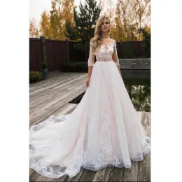 Dresses Wedding Dress Three Quarter Sleeves Wedding Gowns Vestidos de Novia 2019 Lace Bridal Gown Trouwjurken Mariage Robe