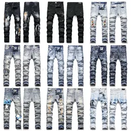 Am Designer Mens Jeans Purple Jeans Ksubi Jeans High Street Hole Star Patch Men's Womens Amis Star Embroidery Denim Jeans Stretch Slim-fit Trousers True Miri Jeans