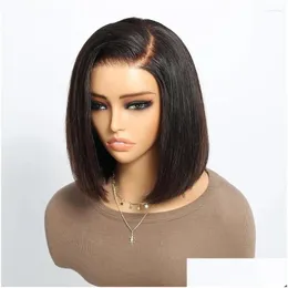 As perucas de renda desgastam e os cabelos humanos sem glúteres BOB 5x5 Fechamento de onda reta Front Wig 13x4 NOTS pré-emblemáticos Entrega de queda pré-cortada Produzir othwd