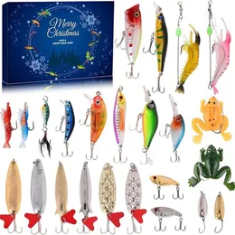 Adventskalender Fischerei Köder Blind Box Set Fishing-Enthusiasten Überraschung Geschenk für Kinder und Erwachsene 24-teilige Paillettenköder Set 240321