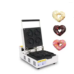 Moldes de cozimento Electric Love Heart Donut Machine Comercial 4 peças fabricante de rosquinhas em forma de coração