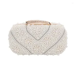 Totes Creative Fashion Double-sided Embroidery Floral Pearl Rhinestone Summer Ladies Clutch Wallet Graduation Season Party Dinner Bag