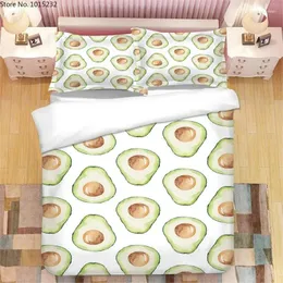Conjuntos de roupas de cama de abacate fofo 3D Conjunto de edredão Impresso Capas de brophases Broachcases de cama de cama de cama de cama de cama