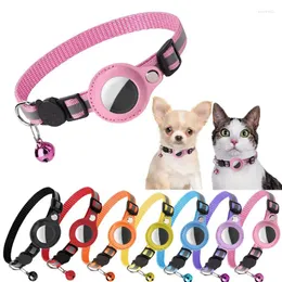 Hundekragen Airtag Halterkragen Reflexionsstreifen Nylon einstellbare Katzen-GPS-Finder Anti-verlorene Ort Tracker Bell Pet Accessoires