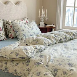 Defina as roupas de cama French Floral Print Duvet Set Set Sets com travesseiros Cedro de algodão Single King Size Size Single Double