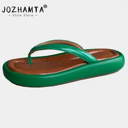 Slippers jozhamta tamanho 33-40 sandálias femininas de verão saltos baixos sapatos mulher mulher chinelos de couro de verdade