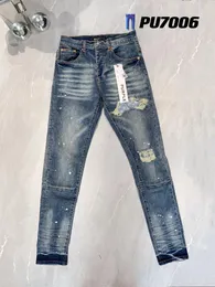 Pantaloni da donna 2024 marca viola jeans di alta qualità 1: 1 afflusso di pittura di strada sottile di pittura vecchia personalità graffiti