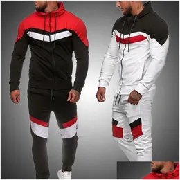 Men'S Tracksuits Mens Tracksuit Set 2021 Autumn Men Fashion Sweatshirt Male Jogger Sportswear Suit Man Hoodies Pants Zipper Sports Dr Dhibk