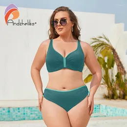 Costumi da bagno femminile andzhelika solido a v collo spinge up biknis da bagno donna set di bikini sexy in bikini in alto taglie in due pezzi da bagno a due pezzi BAWING SUI