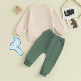 Clothing Sets Baby Boy First Birthday Outfit Long Sleeve Crew Neck Animal Letters Print Sweatshirt With Sweatpants Infant Clothes