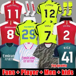 Saka Soccer Jerseys Arsen G. Hesus Odegaard Rice Havertz 2024 Футбольная рубашка артиллеристы Мартинелли Смит Роу Нкея Зинченко Салиба Троссард Мужские Детские Детские наборы