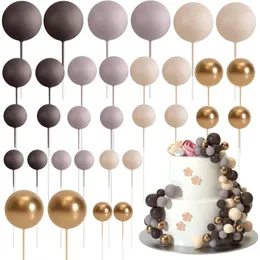 Partyzubehör 32pcs Brauner Ballkuchen -Top -Mini -Luftballons Sticks Schaumkugeln Picks für Hochzeits Geburtstag Dekoration