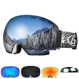 Ski Goggles Snapon podwójna warstwa soczewki PC PC Skiing Antifog Uv400 Snowboard Mężczyźni Kobiety okulary okulary dostawa Dhuis